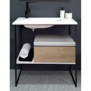 Image de Planetebain Meuble de salle de bain 80 cm style industriel vintage - tig