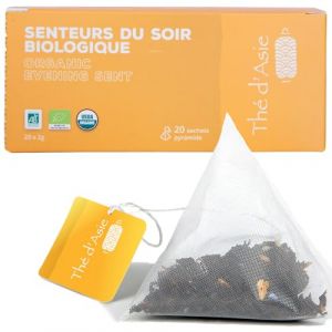 Khla - Thé Blanc Senteurs du Soir Bio - Pack de 20 Sachets Infusettes Pyramides - Mélange Pai Mu Tan & Réglisse - Fin & Rare Biologique - Thé d’Asie Soir & Nuit - Origine Chine - Tisane & Infusion