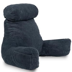 Bananair - Coussin de lecture déhoussable en velours côtelé 80x50x70 cm bleu foncé