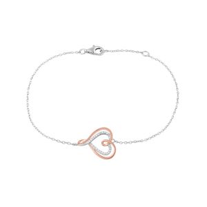 Cleor Bracelet ROSELINE en Argent 925/1000 Bicolore et Oxyde Blanc en...