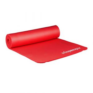 Image de Relaxdays Tapis de yoga, pilates, fitness/gym avec sangle de transport 60 x 180 cm &Eacute;paisseur 1 cm - pr&eacute;serve les articulations, rouge 10020675_47