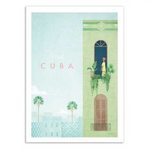 Image de Wall Editions Affiche Visit Cuba Henry Rivers multicolore