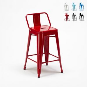 AHD Amazing Home Design - Tabouret Tolix industriel en acier avec dossier métallique bar cuisine Steel Top, Couleur: Rouge