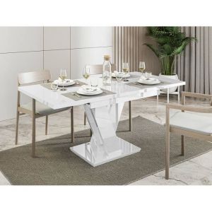 Xandriel - table &agrave; manger extensible - blanc - 120 &agrave; 160 cm - blanc - Blanc