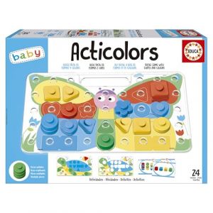 Educa Acticolors | Jeu pour Enfants consistant à empiler des jetons colorés avec des Formes géométriques. Emboîtable pour colorer la Figure. Recommandé pour Les 2 Ans et Plus (20169)