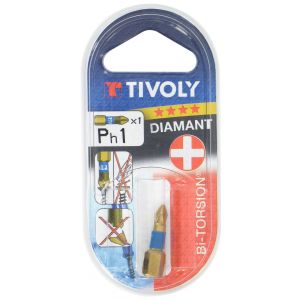Tivoly Embout torsion diamant pour vis Phillips 25 mm - PH3 - Vendu par 1
