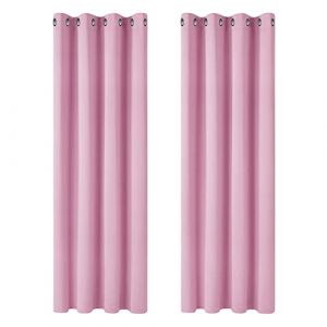 Lot de 2 Rideaux Occultants Isolant Thermique avec Oeillet pour Décoration Maison Chambre, Petite Taille, 117x138 cm, Rose - Deconovo