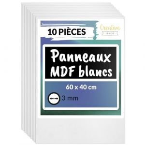 Creative Deco 10 x Panneau MDF Blanc 600 x 400 x 3 mm Découpe Laser Gravure Pyrogravure
