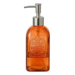 N.a! Distributeur de savon en verre ambre  19 x 9 x 7 cm