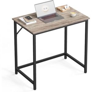 Bureau 80 cm style industriel effet bois grège et noir