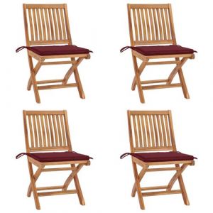 VidaXL Chaises pliables de jardin avec coussins 4 pcs Teck solide