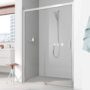 Kermi Pega Porte coulissante, avec &eacute;l&eacute;ment fixe, pour niche, pour paroi lat&eacute;rale, PED2L18020VPK, PED2L