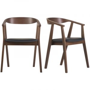 Miliboo Chaises scandinaves design noir et bois foncé (lot de 2) bahia