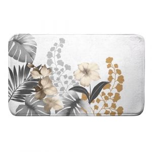 Douceur d'Int&eacute;rieur, Tapis de Bain (45 x 75 cm) Kelly Blanc, Microfibre Imprim&eacute;e