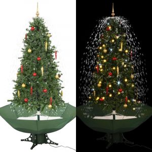 Image de VidaXL Arbre de Noël neigeux avec base de parapluie Vert 190 cm