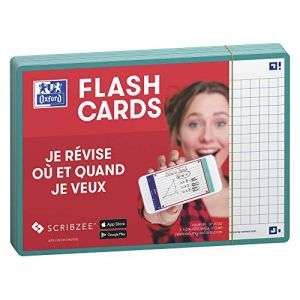 Oxford 80 flashcards - 10,5 x 14,8 cm - Flash 2.0 - Petits carreaux - cadre menthe