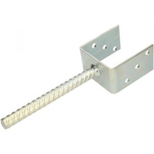 KOTARBAU Support de poteau en U 141 mm Pied de Poteau Longueur 190 mm Ancrage Poteau à Béton Galvanisé à Chaud Fixation Poteau Bois Pied Poteau Bois Support Poteau Bois