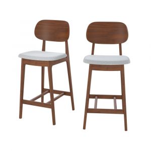Lot de 2 chaises pour îlot central 66 cm en bois et tissu gris - charlize