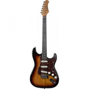 Eko GUITARS - Guitare électrique ST‑400, corps Pawlonia, manche érable, clavier Laurel, 3 micros simple-bobine, pont vintage trémolo, 22 touches, couleur Sunburst