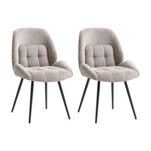 Image de Lot de 2 chaises en tissu texturé et métal - Taupe - LIONIZA de Maison Céphy