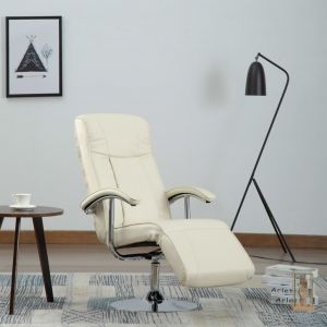 VidaXL Fauteuil TV Crème Similicuir