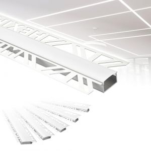 HEXIM Profilés LED Aluminium, Profilé encastré sous cloison sèche avec couvercle opale, Largeurs variées -