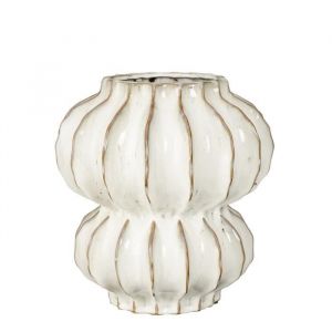Mica Decorations Vase Altea - H35 x &Oslash;33 cm - C&eacute;ramique - Blanc cass&eacute;