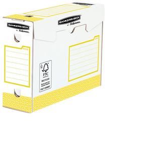 Image de Fellowes 4474202 - Lot de 20 boîtes à archives Bankers Box Heavy Duty, larg. 100 mm, coloris blanc/jaune