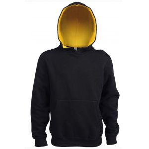 Kariban Sweat-shirt enfant zippé avec capuche contrasté noir et jaune 8/10