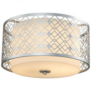 Elstead Ziggy Plafonnier suspendu cylindrique à 2 lumières, argent laqué