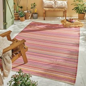 Nazar Tapis extérieur réversible motif rayure dégradée - Rose - 150x220 cm