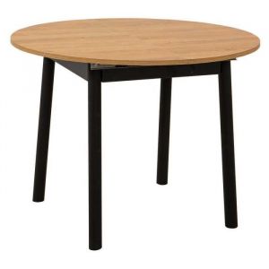 Hanah Home - Table repas ronde en aggloméré avec allonge Oliver chêne