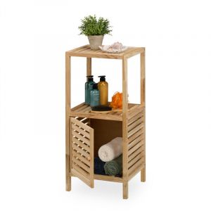 Relaxdays Étagère de Salle de Bain ou Cuisine, Bois de Noyer, H x L x P : 86 x 40 x 36 cm, Non Fixe, Nature