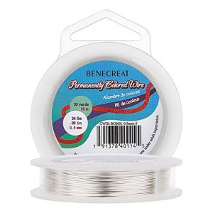 BENECREAT 24Gauge (0.5mm) Fil en argent résistant à la ternissure Fabrication de Bijoux en Fil de Cuivre, 30M/33Yard