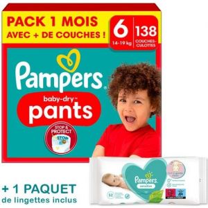 Pampers Couches-Culottes Baby-Dry Taille 6 - Pack 1 Mois 138 Couches