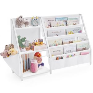 Image de Songmics Bibliothèque pour enfants organiseur de livres hauteur 75 cm blanc