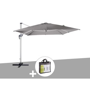 Hesperide Parasol Déporté Carré Ardoise Equador Avec Housse De Protection - 3 X 3 M