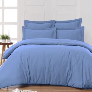 Sensei Drap plat en percale de coton cobalt 180x290 cm