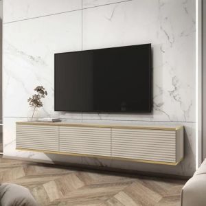 Banff Tv175 Mdf ¿ Armoire Tv, Beige Mat / Chêne Artisan, Largeur 175 Cm, Hauteur 30 Cm, Profondeur 32 Cm