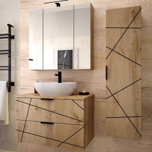 Ensemble meuble simple vasque 80cm et colonne Teren Bois