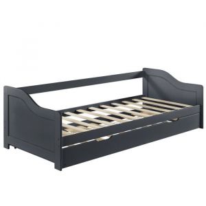 Image de Canape lit convertible pour 2 personnes lit gigogne canape divan lit d'ap structure en pin sommier à lattes en contreplaque g