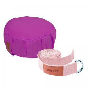 Image de Gorilla Sports Ensemble de Yoga : coussin et sangle assortis - Couleur : VIOLET