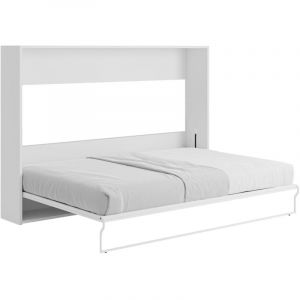 Lit escamotable 140 x 200 cm - Ouverture horizontale manuelle - Blanc - MALINA II