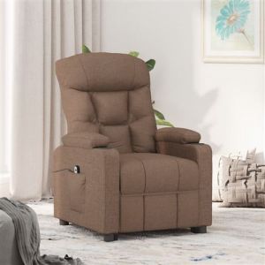 Image de VidaXL Fauteuil inclinable &eacute;lectrique Marron Tissu