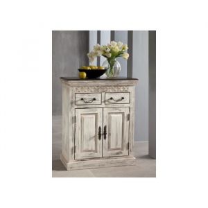 Buffet bahut - Bois massif de manguier cir&eacute; (Blanc antique) - Style Campagne Chic - CASTLE ANTIK #209