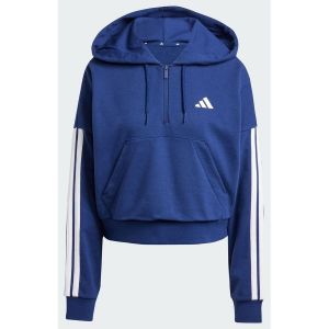 Adidas Sweat-shirt à capuche zip 1/4 french terry 3 bandes Essentials, pointure XX-Small - Taille XX-Small