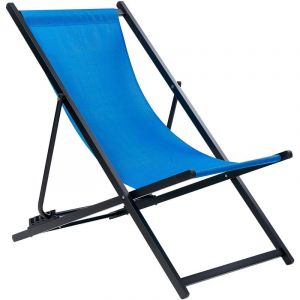 Beliani Transat pliable bleu et noir