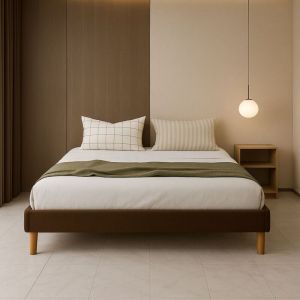 Sommier tapissier 160x200 cm - 20 cm - 13 lattes - montage rapide et facile - rev&ecirc;tement facile d'entretien - sommier gregory marron