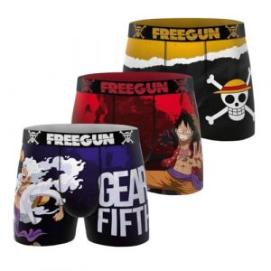 Freegun Boxer Homme One Piece, Cale&ccedil;on Homme Luffy, Original et Authentique (Lot de 3) S