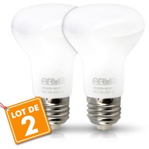 Eclairage design Lot de 2 Ampoules LED Spot R63 E27 9W Eq 60W | blanc-chaud-2700k